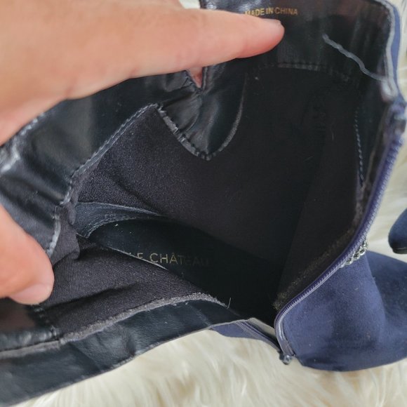 Le Chateau Blue Stiletto Heel Boots Booties Buckle Strap Chains Pointed Toe Sz 7 - Picture 6 of 9